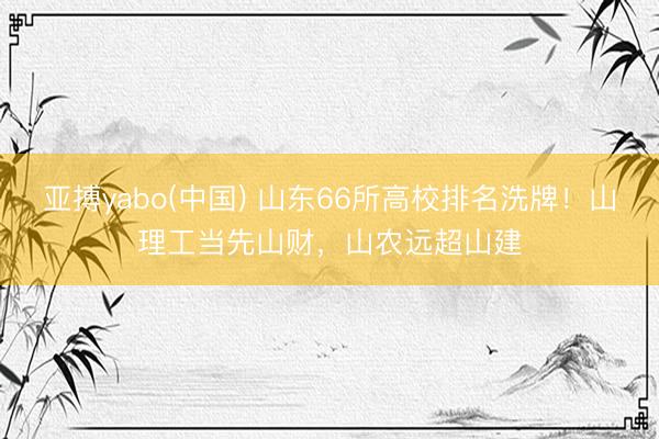 亚搏yabo(中国) 山东66所高校排名洗牌！山理工当先山财，山农远超山建