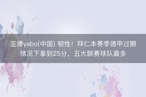 亚搏yabo(中国) 韧性!拜仁本赛季德甲过期情况下拿到25分,五大联赛球队最多