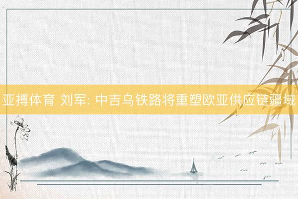 亚搏体育 刘军: 中吉乌铁路将重塑欧亚供应链疆域