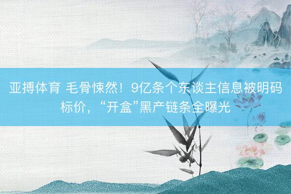 亚搏体育 毛骨悚然！9亿条个东谈主信息被明码标价，“开盒”黑产链条全曝光