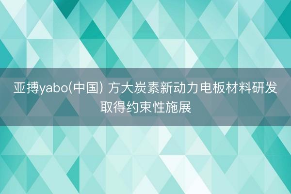 亚搏yabo(中国) 方大炭素新动力电板材料研发取得约束性施展