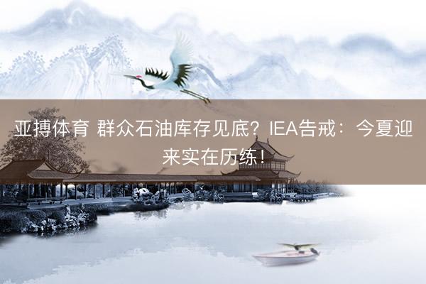 亚搏体育 群众石油库存见底?IEA告戒:今夏迎来实在历练!