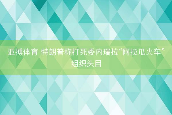 亚搏体育 特朗普称打死委内瑞拉“阿拉瓜火车”组织头目